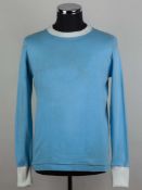 Colin Bell sky-blue and white No.8 Manchester City long-sleeved shirt, 1967-68