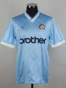 Ian Brightwell sky-blue and white No.5 Manchester City short-sleeved shirt, 1988-89
