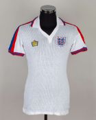 Sammy McIlroy white, red and blue No.6 England v. Northern Ireland match worn shirt, 1975