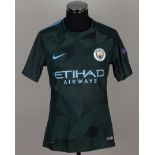 Gabriel Jesus black No.33 Manchester City v. Napoli match worn short-sleeved shirt, 2017