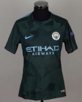 Gabriel Jesus black No.33 Manchester City v. Napoli match worn short-sleeved shirt, 2017