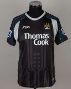 Stephen Jordan black and grey No.4 Manchester City match worn short-sleeved shirt, 2006-07