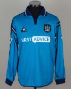 Shaun Wright-Phillips sky-blue No.29 Manchester City match worn long-sleeved shirt, 2002-03