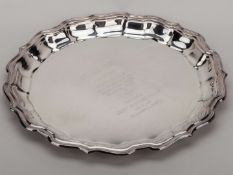 George Best white-metal salver inscribed GEORGE BEST In Appreciation Of Your Efforts