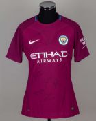 Nicolas Otamendi purple No.30 Manchester City v. Cardiff City match worn shirt, 2018