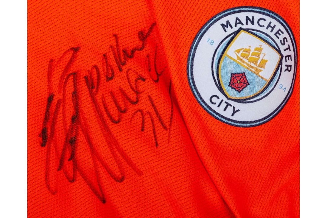 Ederson orange and black No.31 Manchester City match worn short-sleeved shirt, 2019 - Image 3 of 5