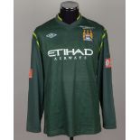Joe Hart green No.25 Manchester City Community Shield match worn goalkeepers shirt, 2011