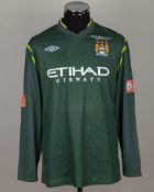 Joe Hart green No.25 Manchester City Community Shield match worn goalkeepers shirt, 2011