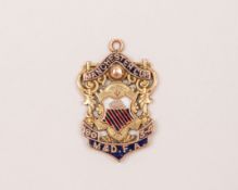 Herbert Burgess 9ct gold and enamel Manchester Cup medal, 1903-04