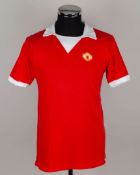 Sammy McIlroy red No.3 Airtex Manchester United short-sleeved shirt, early 1970's