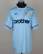 Carl Griffiths sky-blue No.11 Manchester City match worn short-sleeved shirt, 1993