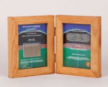 Manchester United 1999 Treble Winning limited edition Turf in display case