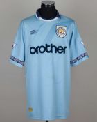 Paul Walsh sky-blue No.30 Manchester City match worn short-sleeved shirt, 1994