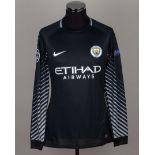 Ederson black and grey No.31 Manchester City alternative long-sleeved shirt, 2017-18
