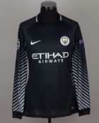 Ederson black and grey No.31 Manchester City alternative long-sleeved shirt, 2017-18
