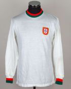 Sammy McIlroy white, red and green No.15 Portugal v. Northern Ireland shirt, 1973