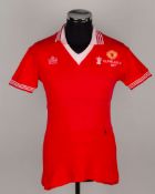 Sammy McIlroy red No.4 Manchester United F.A.Cup Final match worn short-sleeved shirt, 1977