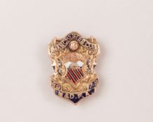 Herbert Burgess 9ct gold and enamel Manchester Cup medal, 1907-08