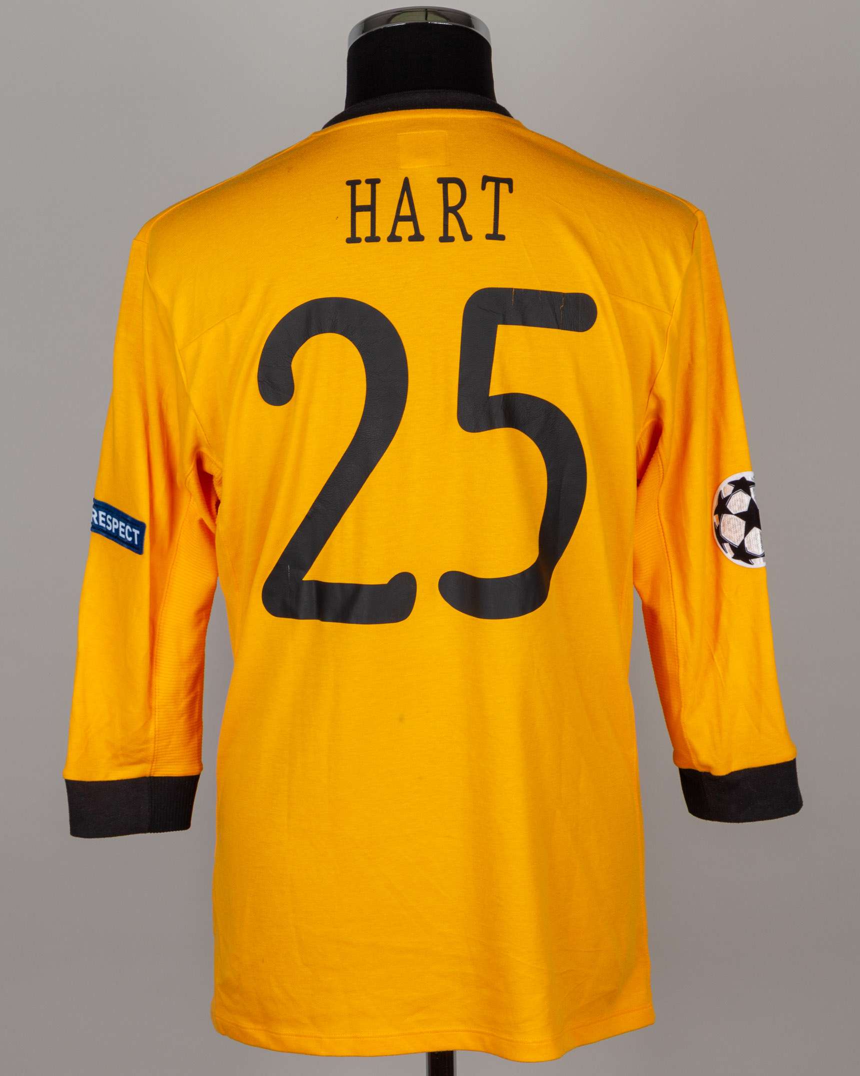 Joe Hart orange No.25 Manchester City v. Bayern Munich match worn goalkeepers shirt, 2011 - Image 2 of 5