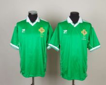 Sammy McIlroy two Northern Ireland match issued shirts