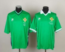 Sammy McIlroy two Northern Ireland match issued shirts