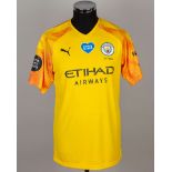 Claudio Bravo yellow No.1 Manchester City match issued short-sleeved shirt, 2020