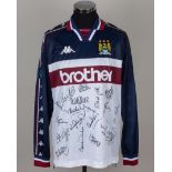 Eddie McGoldrick blue, maroon and white No.4 Manchester City match worn shirt, 1997