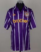 David Roecastle purple and white No.7 Manchester City match issued shirt, 1993-94