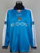 Nick Fenton blue and white No.22 Manchester City match worn long-sleeved shirt, 1999