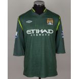 Joe Hart green No.25 Manchester City match worn goalkeepers shirt, 2012-13