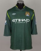 Joe Hart green No.25 Manchester City match worn goalkeepers shirt, 2012-13