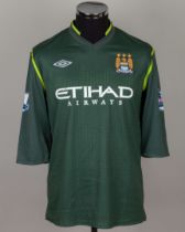 Joe Hart green No.25 Manchester City match worn goalkeepers shirt, 2012-13