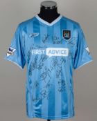 Danny Tiatto sky-blue and white No.19, Manchester City squad signed shirt, 2003-04