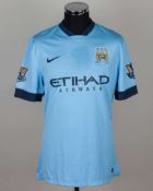 Yaya Toure sky-blue No.42 Manchester City match worn short-sleeved shirt, 2014-15
