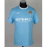 Micah Richards sky-blue No.2 Manchester City match issued short-sleeved shirt, 2010