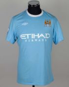 Micah Richards sky-blue No.2 Manchester City match issued short-sleeved shirt, 2010