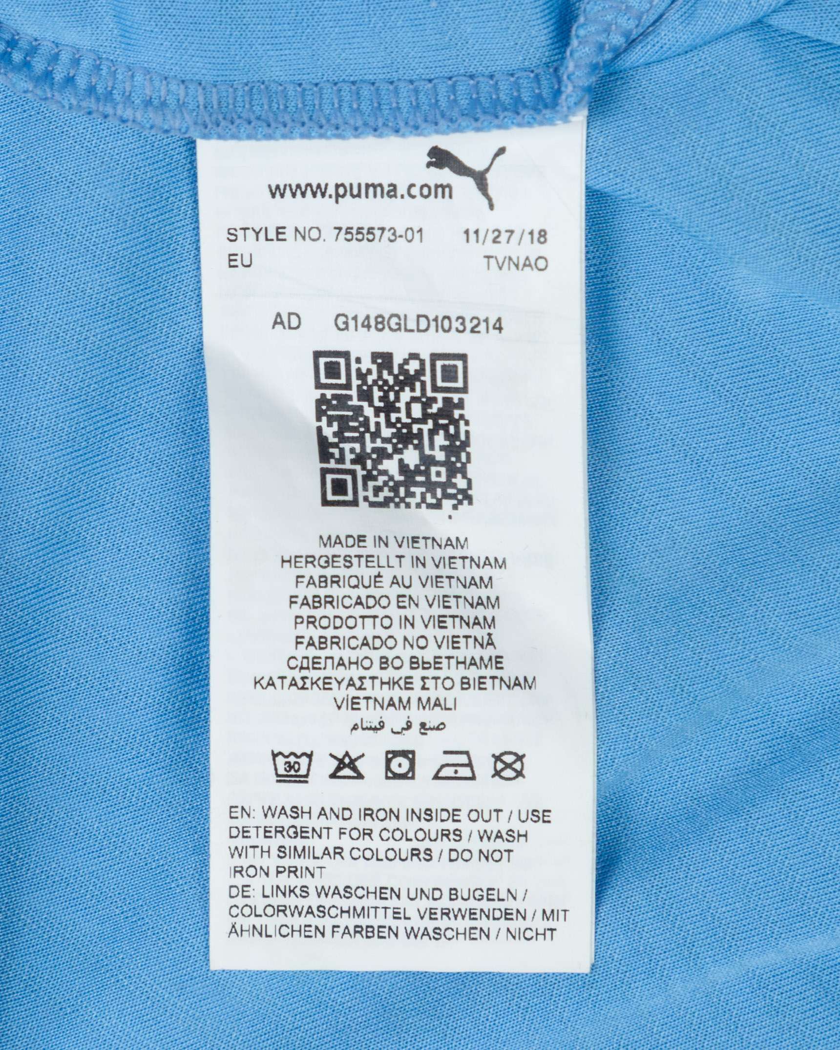 Aymeric Laporte sky-blue and purple No.14 Manchester City match worn shirt, 2020 - Image 6 of 6