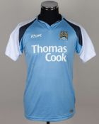 Ashley Grimes sky-blue and white Manchester City match issued short-sleeved shirt, 2006-07
