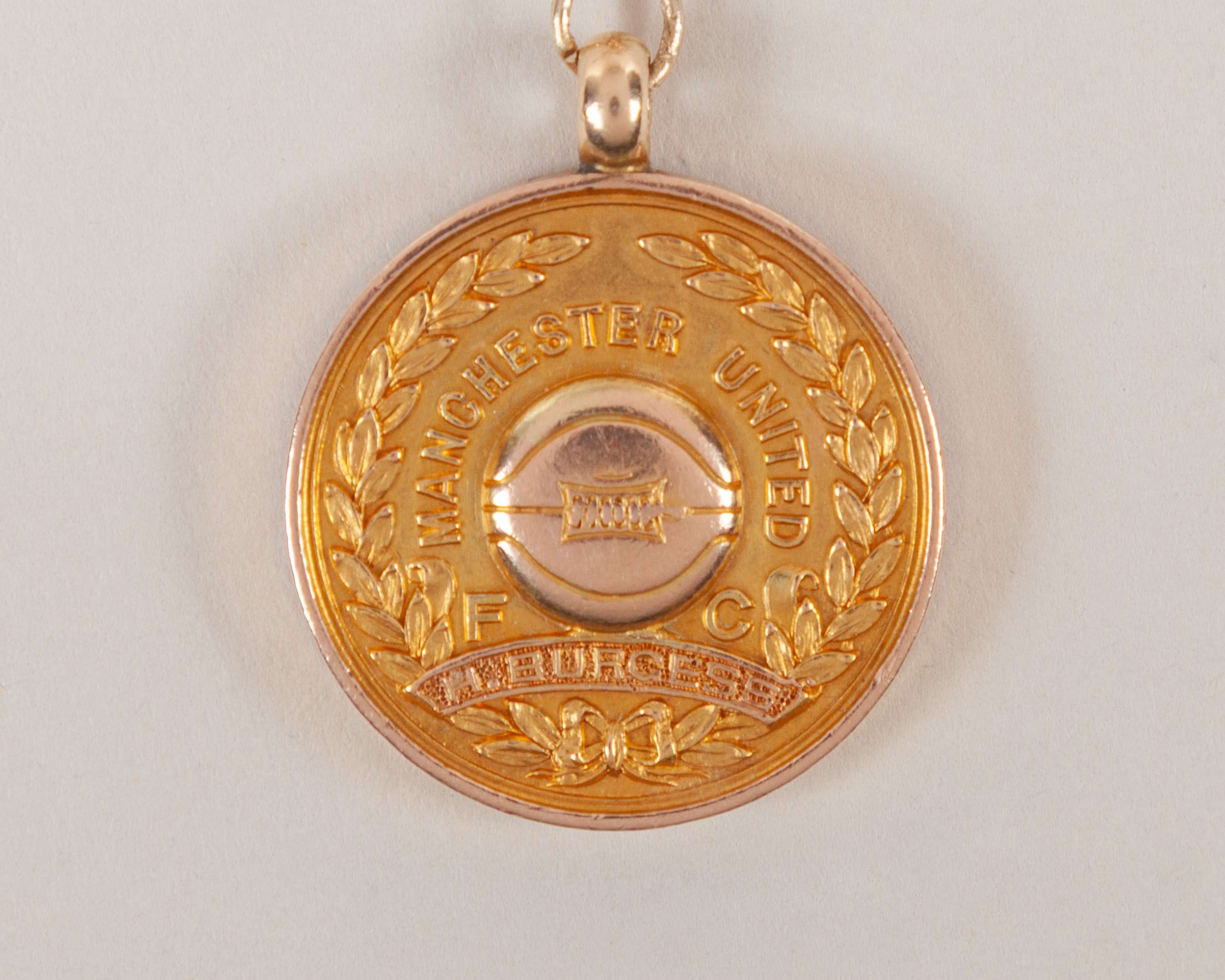Herbert Burgess 15ct gold Manchester United League Championship medal, 1907-08