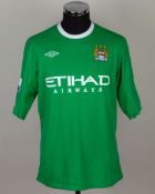Joe Hart green No.25 Manchester City match worn goalkeepers shirt, 2010-11