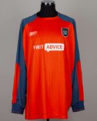 David Seaman orange and grey No.1 Manchester City match worn goalkeepers shirt, 2003