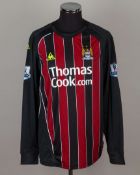 Michael Ball maroon and black No. 3 Manchester City match issued long-sleeved shirt, 2007-08