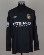 Stuart Taylor black No.12 Manchester City match issued goalkeepers shirt, 2011-12