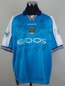 Robert Taylor sky-blue and white No.37 Manchester City short-sleeved shirt, 2000