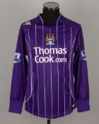 Geovanni purple and white No.8 Manchester City match issued long-sleeved shirt, 2007-08