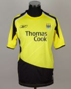 Stephen Jordan yellow, black and white No.41 Manchester City short-sleeved shirt, 2006-07