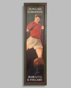 An original painted panel depicting Duncan Edwards