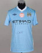 Gael Clichy sky-blue No.22 Manchester City match worn short-sleeved shirt, 2011-12