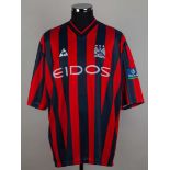 Lee Peacock black and red No.24 Manchester City match worn short-sleeved shirt, 1999