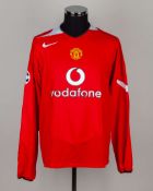 Wayne Rooney red and white No.8 Manchester United long-sleeved shirt, 2005